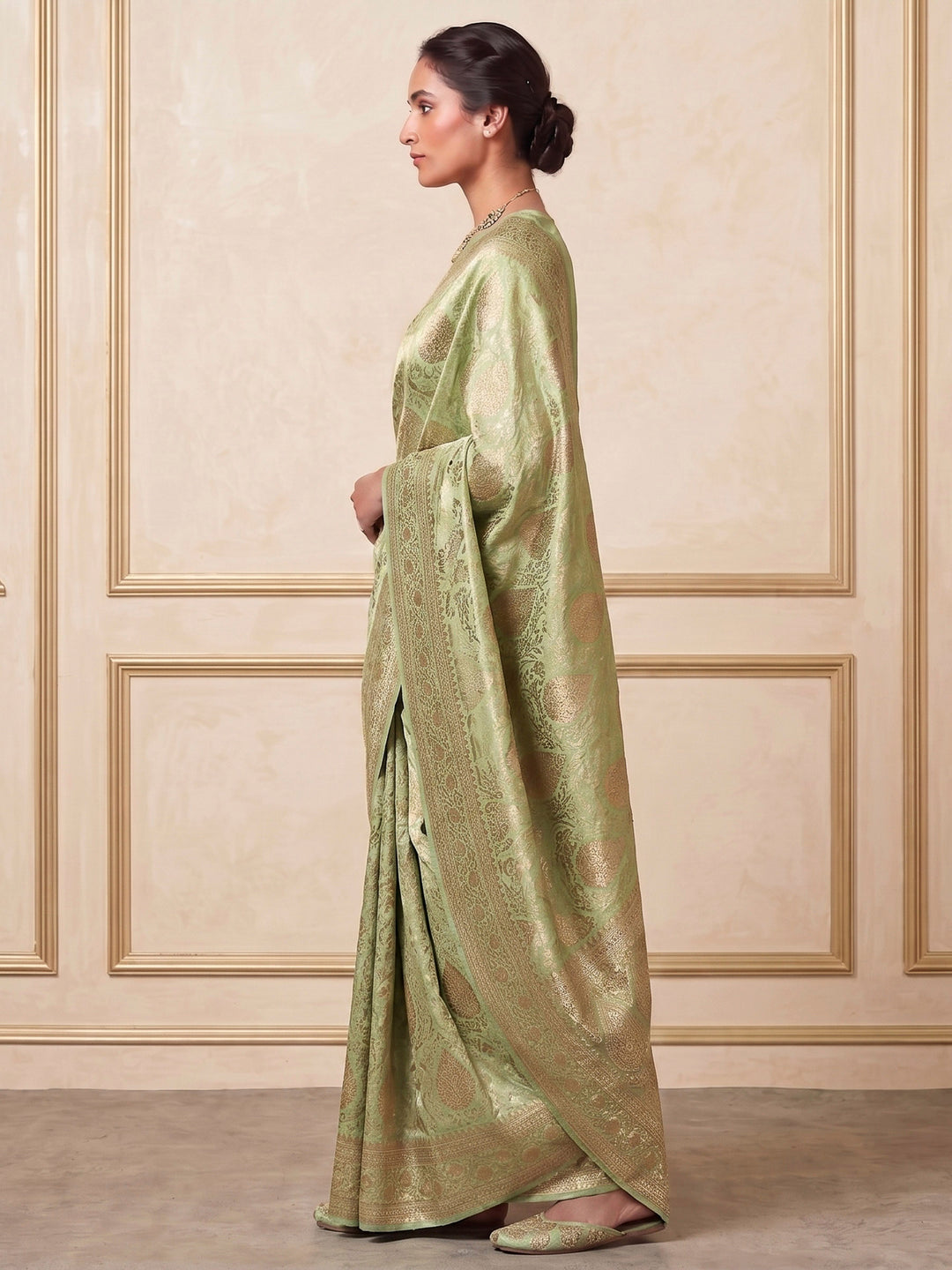Pista Green Woven Design Art Silk Kanjivaram Saree