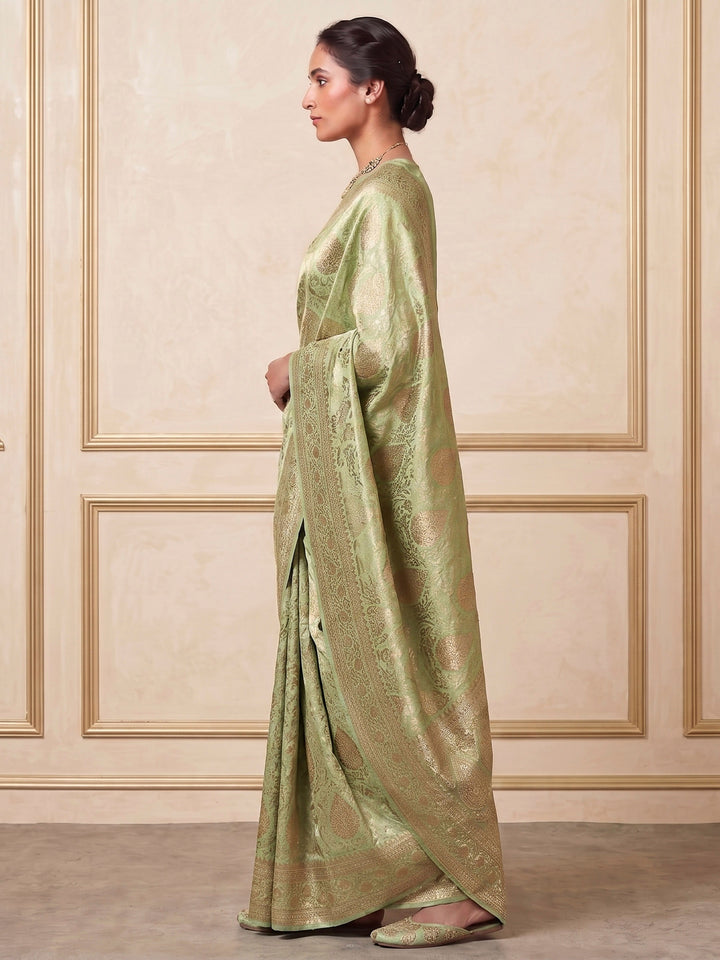 Pista Green Woven Design Art Silk Kanjivaram Saree
