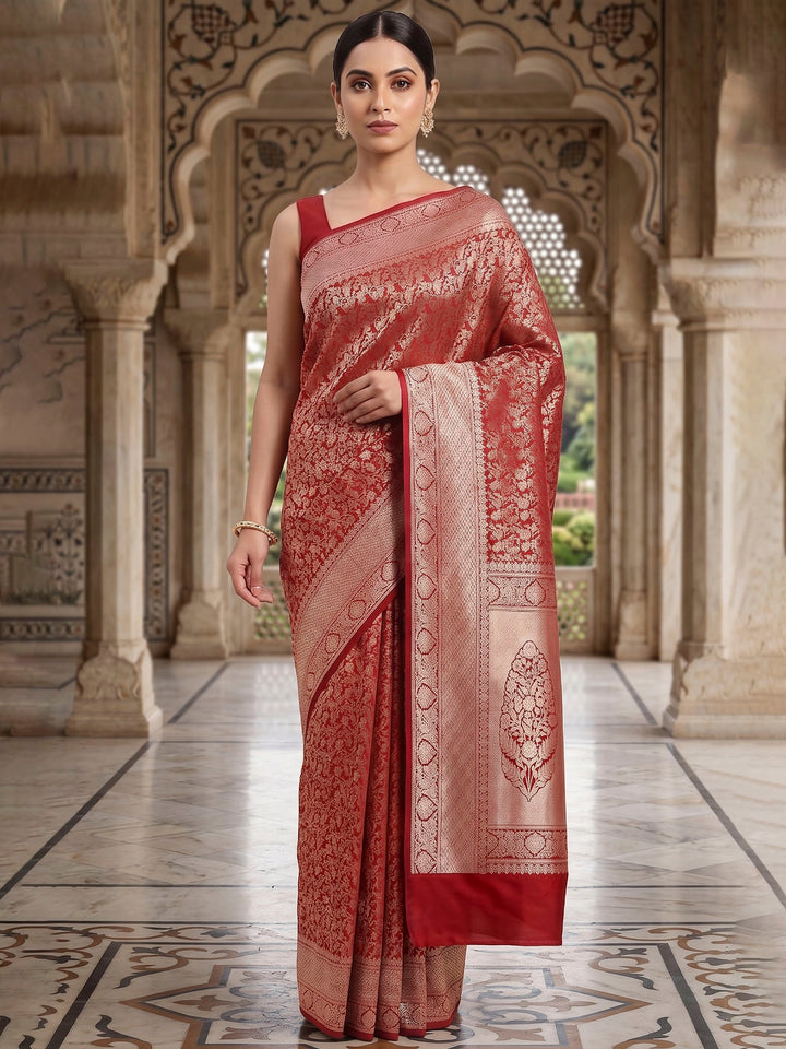 Red Woven Design Art Silk Kanjivaram Saree