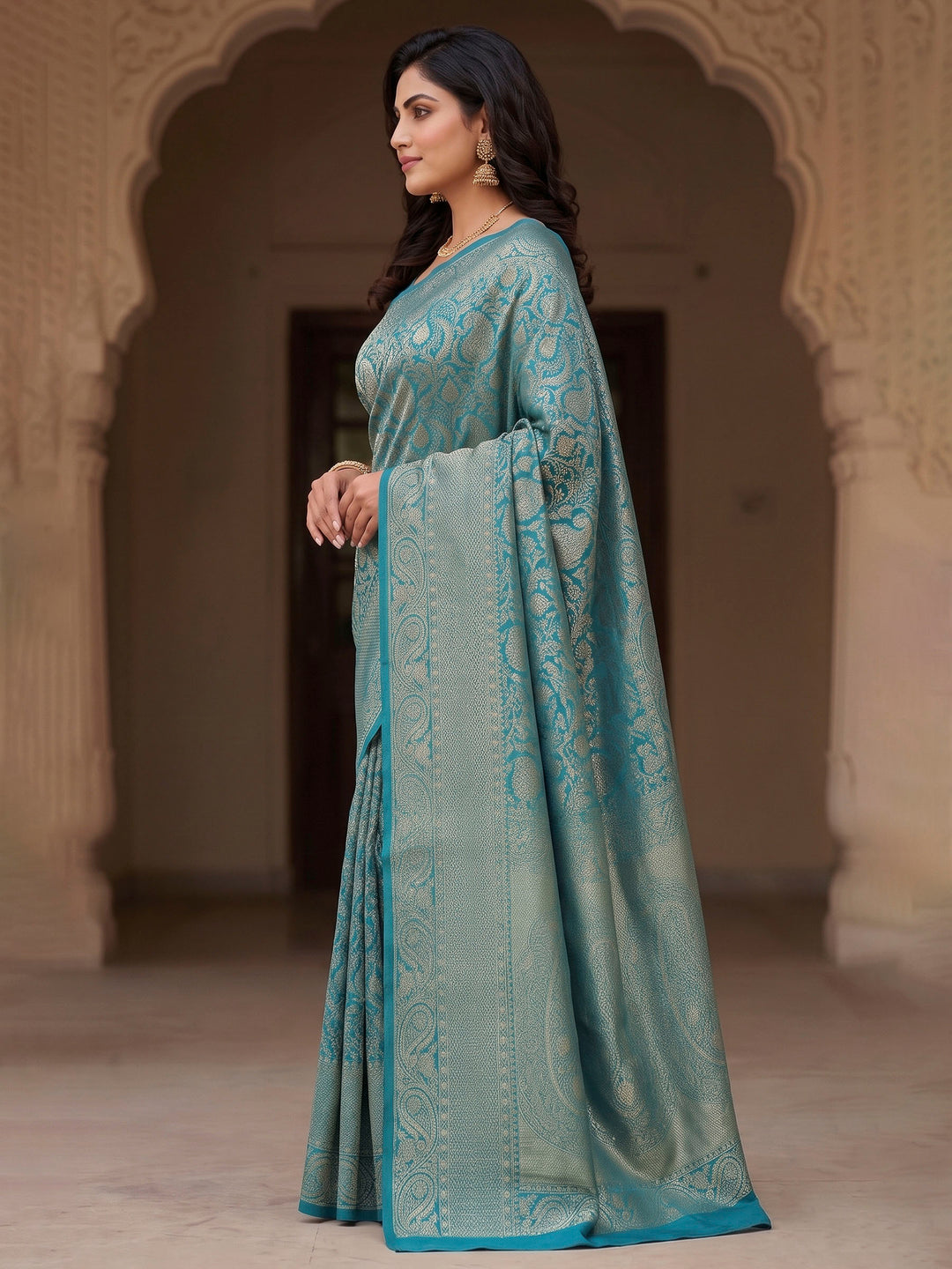Blue Woven Design Art Silk Kanjivaram Saree