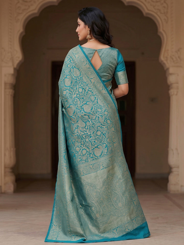 Blue Woven Design Art Silk Kanjivaram Saree