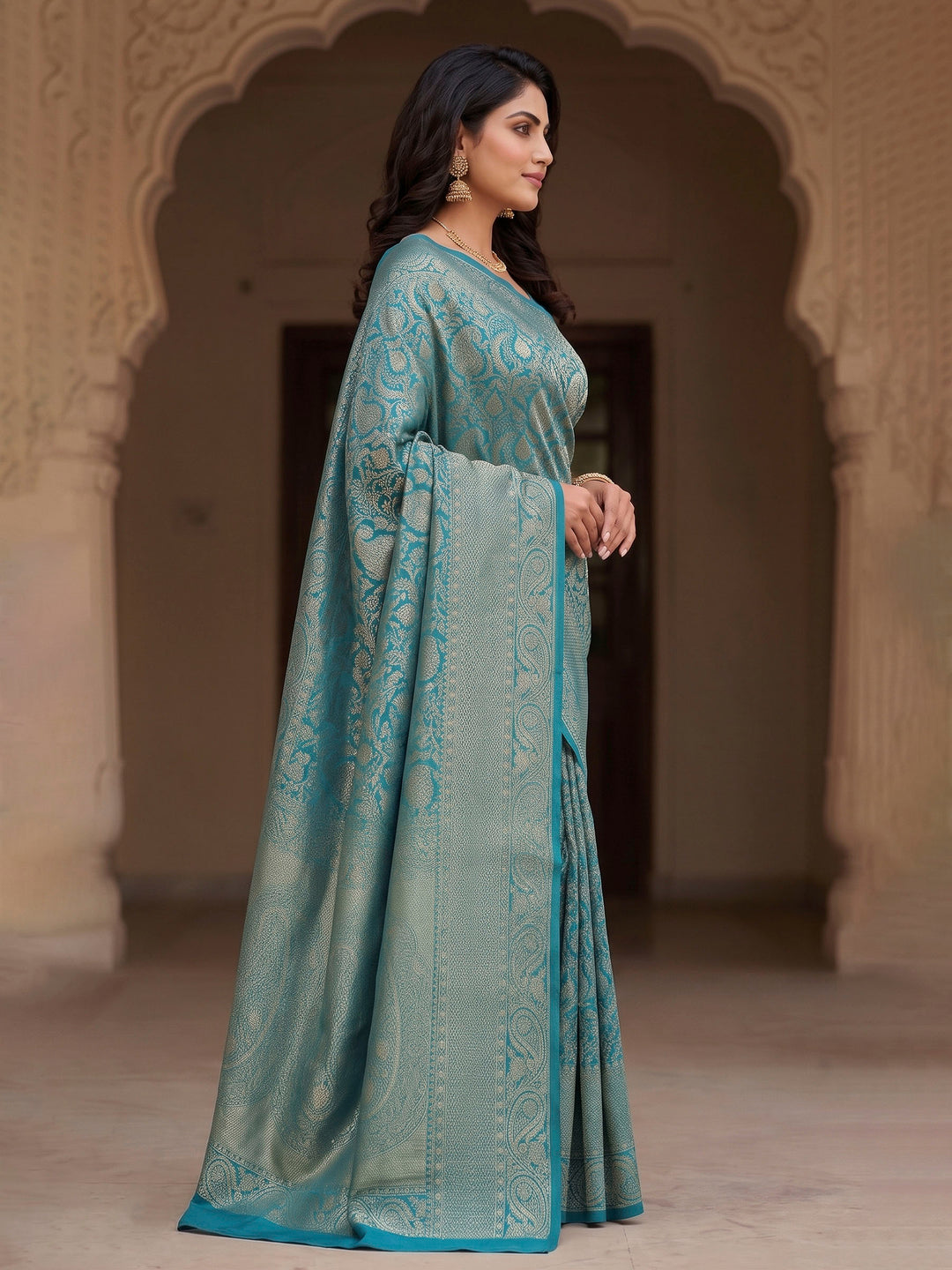 Blue Woven Design Art Silk Kanjivaram Saree