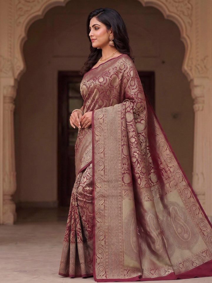 Maroon Woven Design Art Silk Kanjivaram Saree