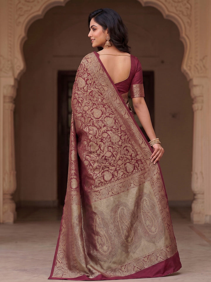 Maroon Woven Design Art Silk Kanjivaram Saree