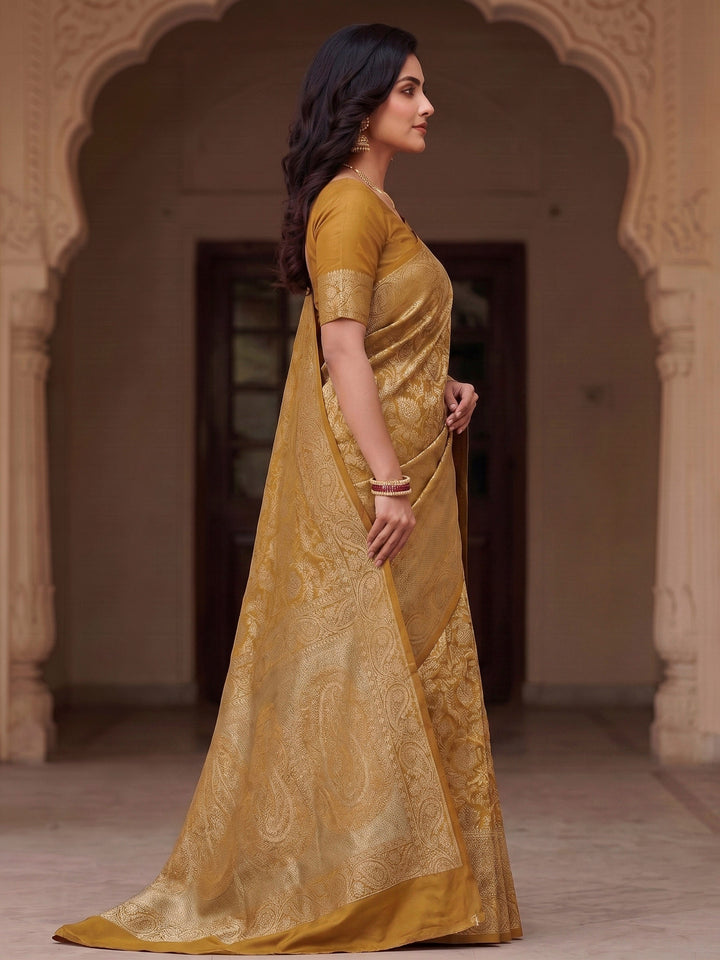 Yellow Woven Design Art Silk Kanjivaram Saree