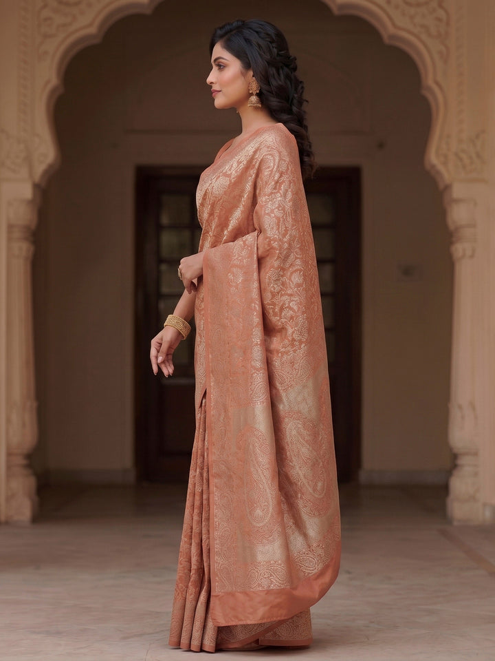 Orange Woven Design Art Silk Kanjivaram Saree