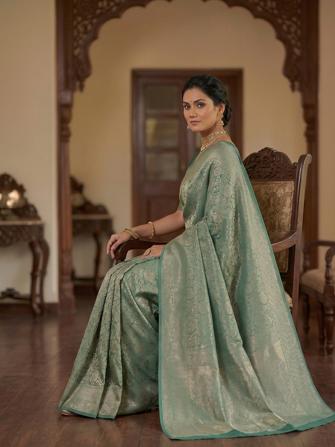 Light Green Woven Design Art Silk Kanjivaram Saree