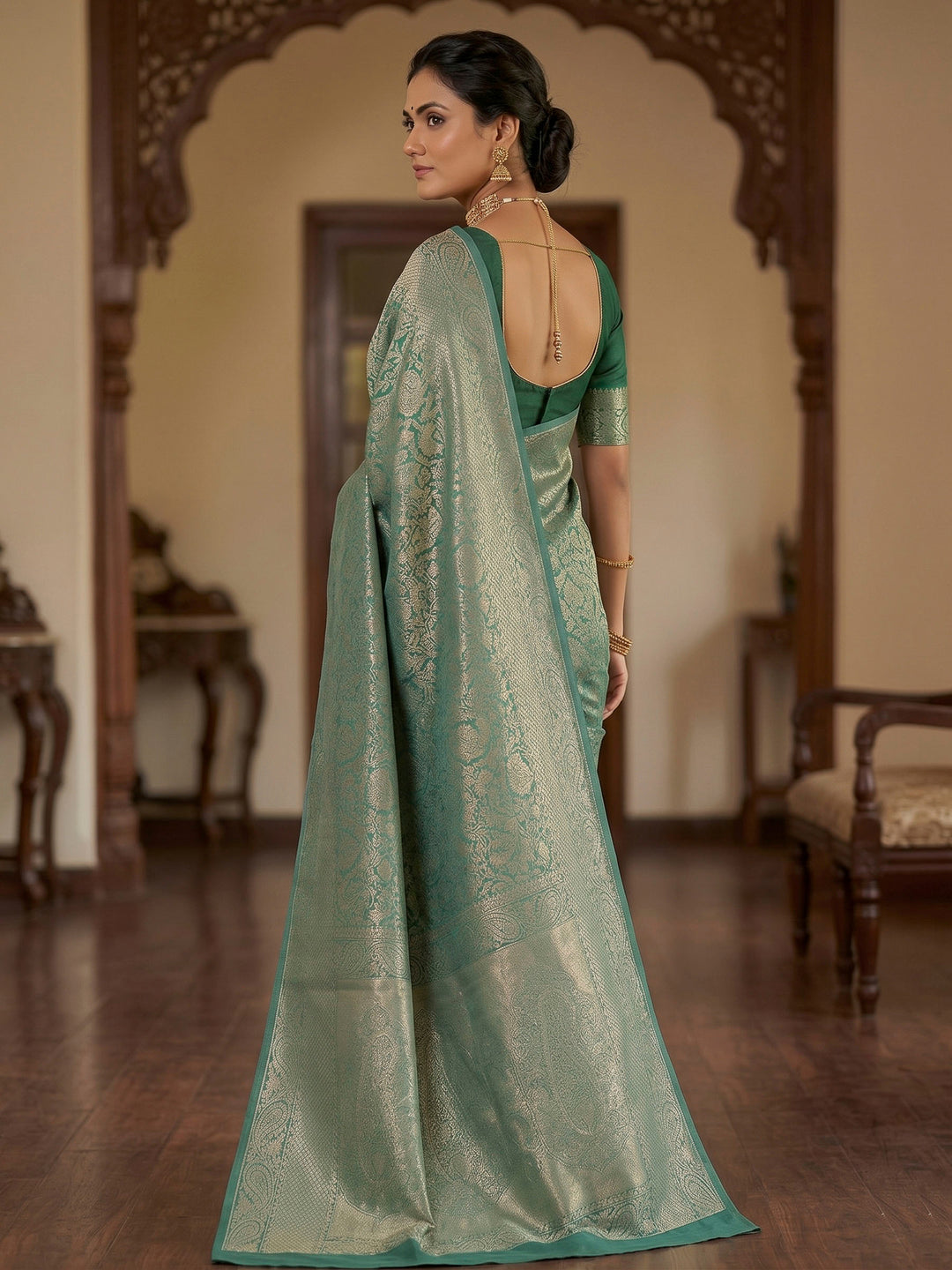 Light Green Woven Design Art Silk Kanjivaram Saree