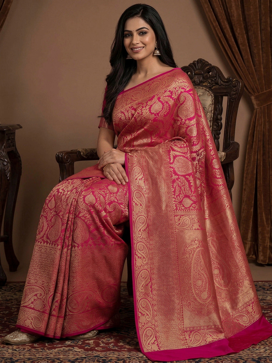 Pink Woven Design Art Silk Kanjivaram Saree