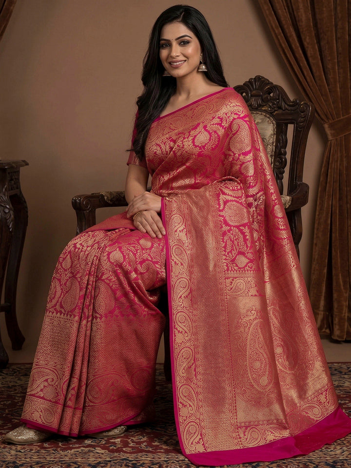 Pink Woven Design Art Silk Kanjivaram Saree