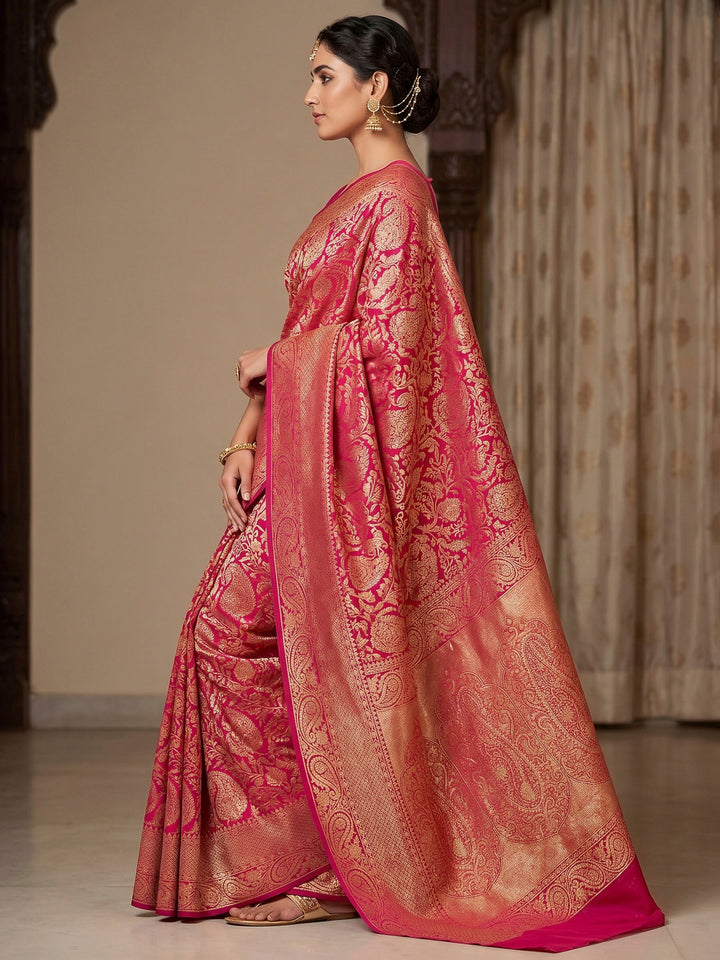 Pink Woven Design Art Silk Kanjivaram Saree