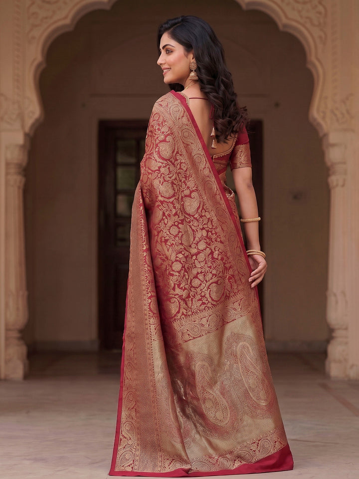 Red Woven Design Art Silk Kanjivaram Saree