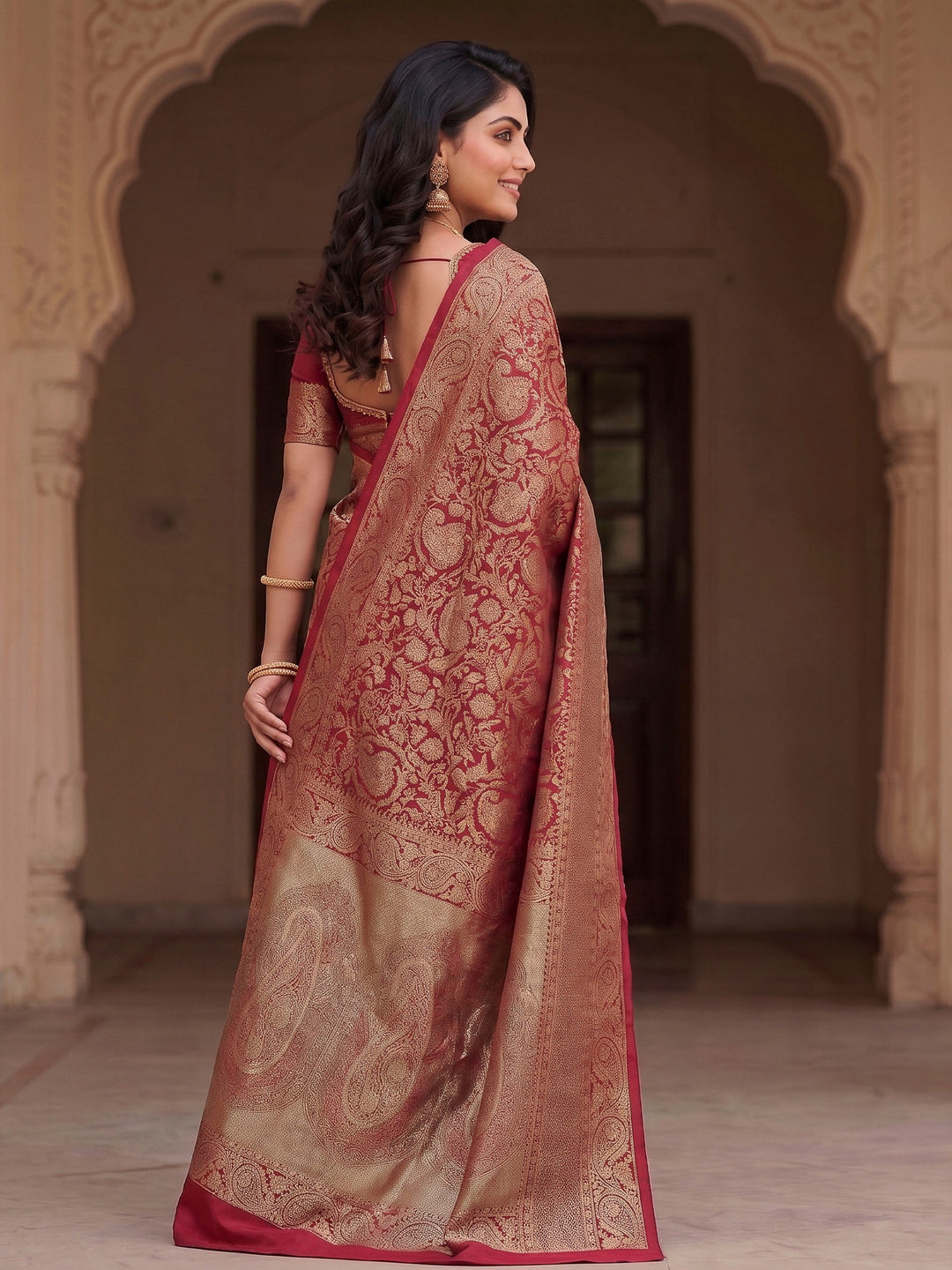 Red Woven Design Art Silk Kanjivaram Saree