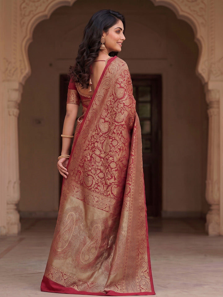 Red Woven Design Art Silk Kanjivaram Saree