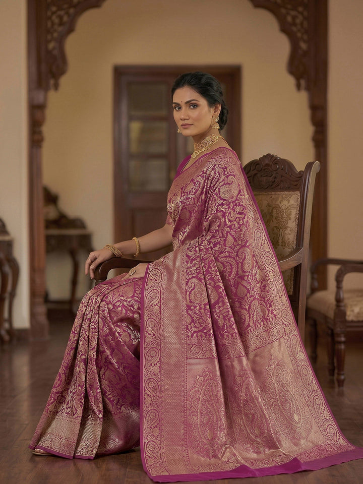 Maroon Woven Design Art Silk Kanjivaram Saree
