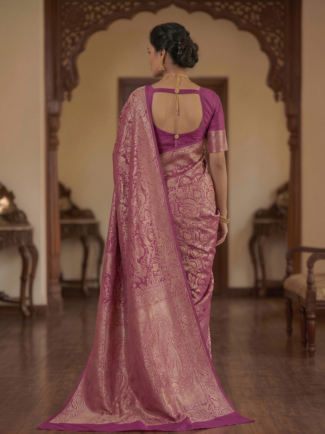 Maroon Woven Design Art Silk Kanjivaram Saree
