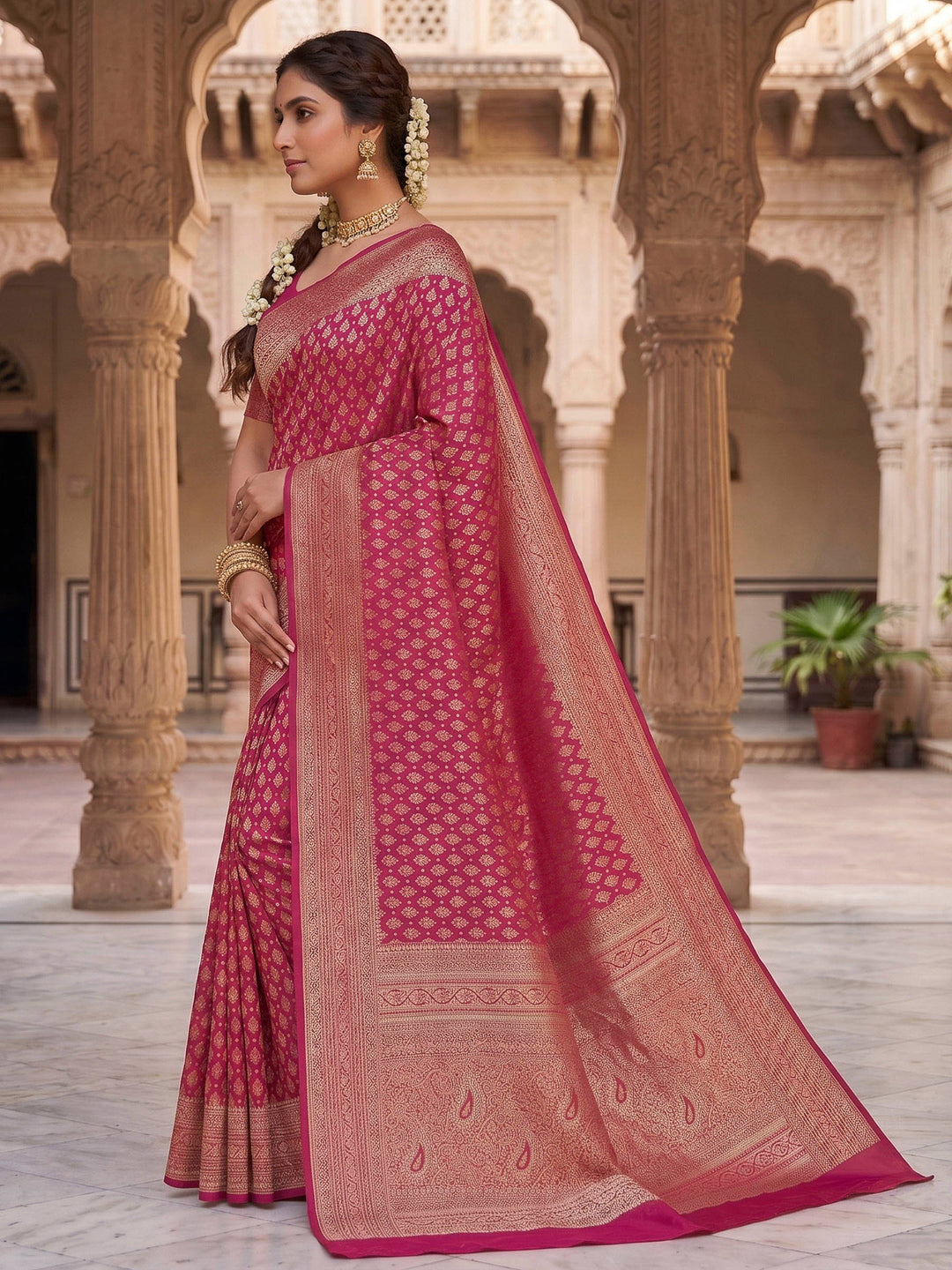 Orange Woven Design Art Silk Kanjivaram Saree