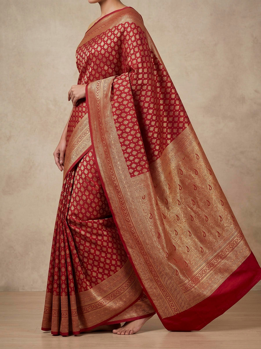 Maroon Woven Design Art Silk Kanjivaram Saree