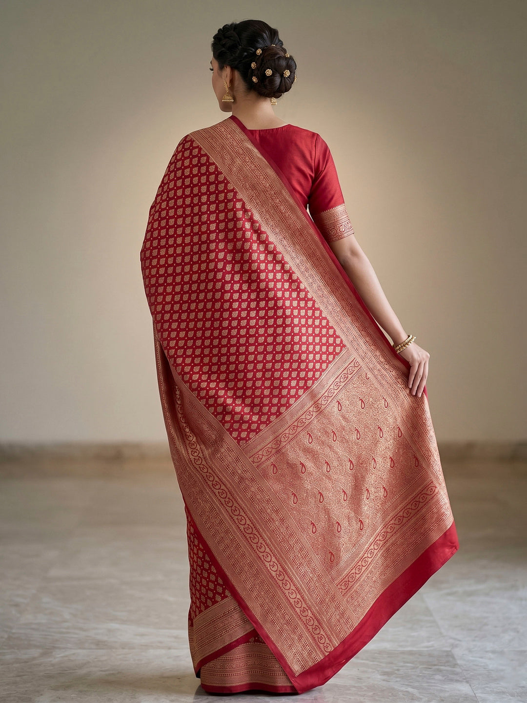 Maroon Woven Design Art Silk Kanjivaram Saree