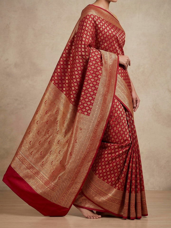 Maroon Woven Design Art Silk Kanjivaram Saree