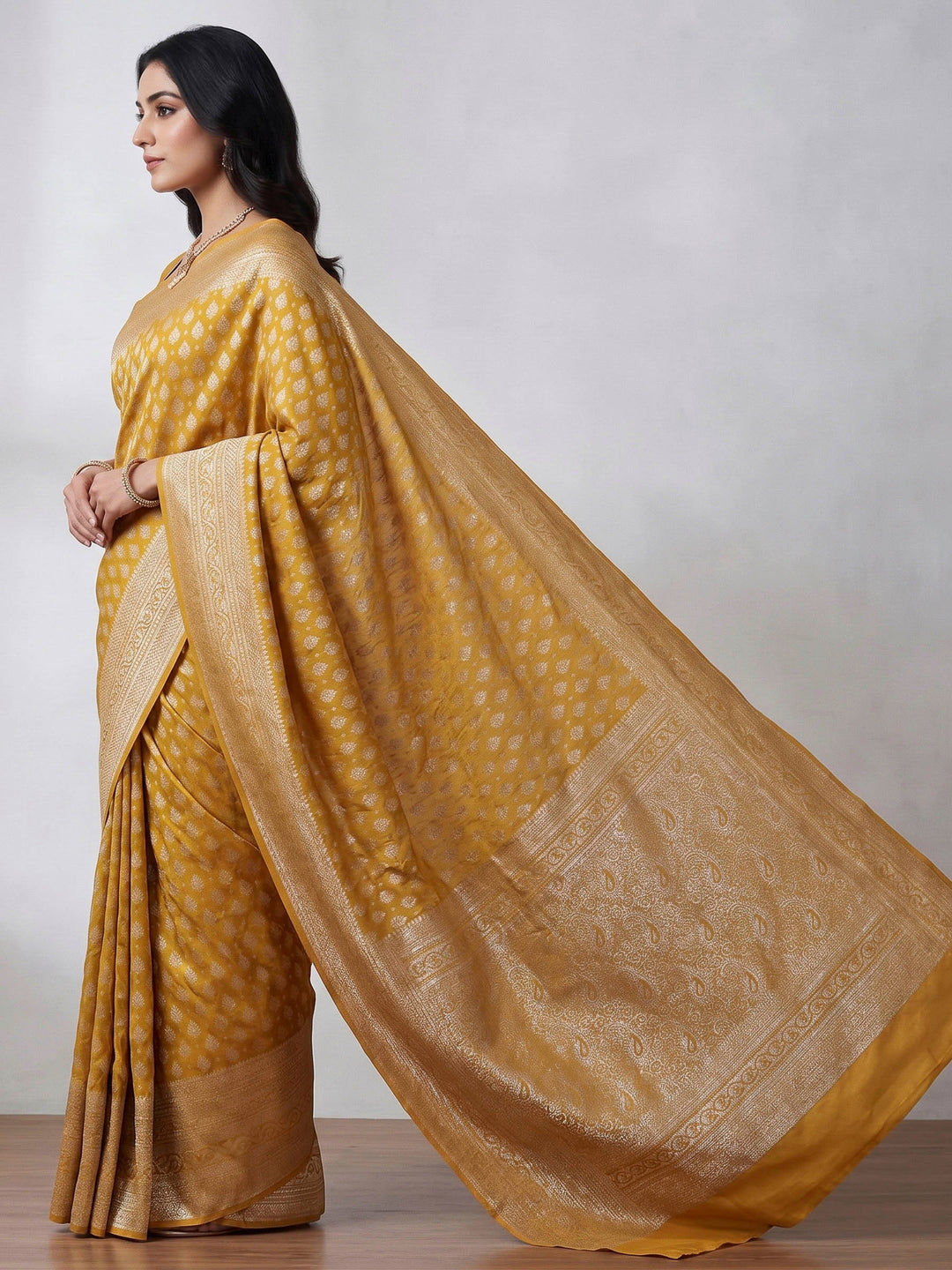 Yellow Woven Design Art Silk Kanjivaram Saree
