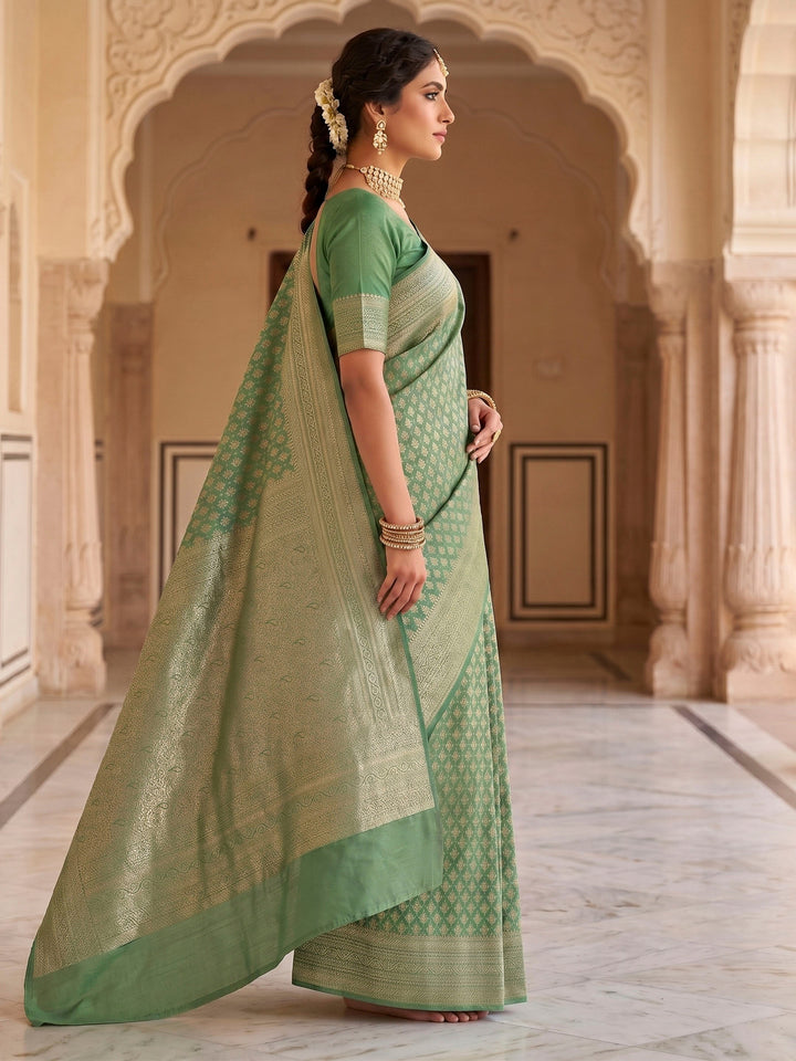 Light Green Woven Design Art Silk Kanjivaram Saree