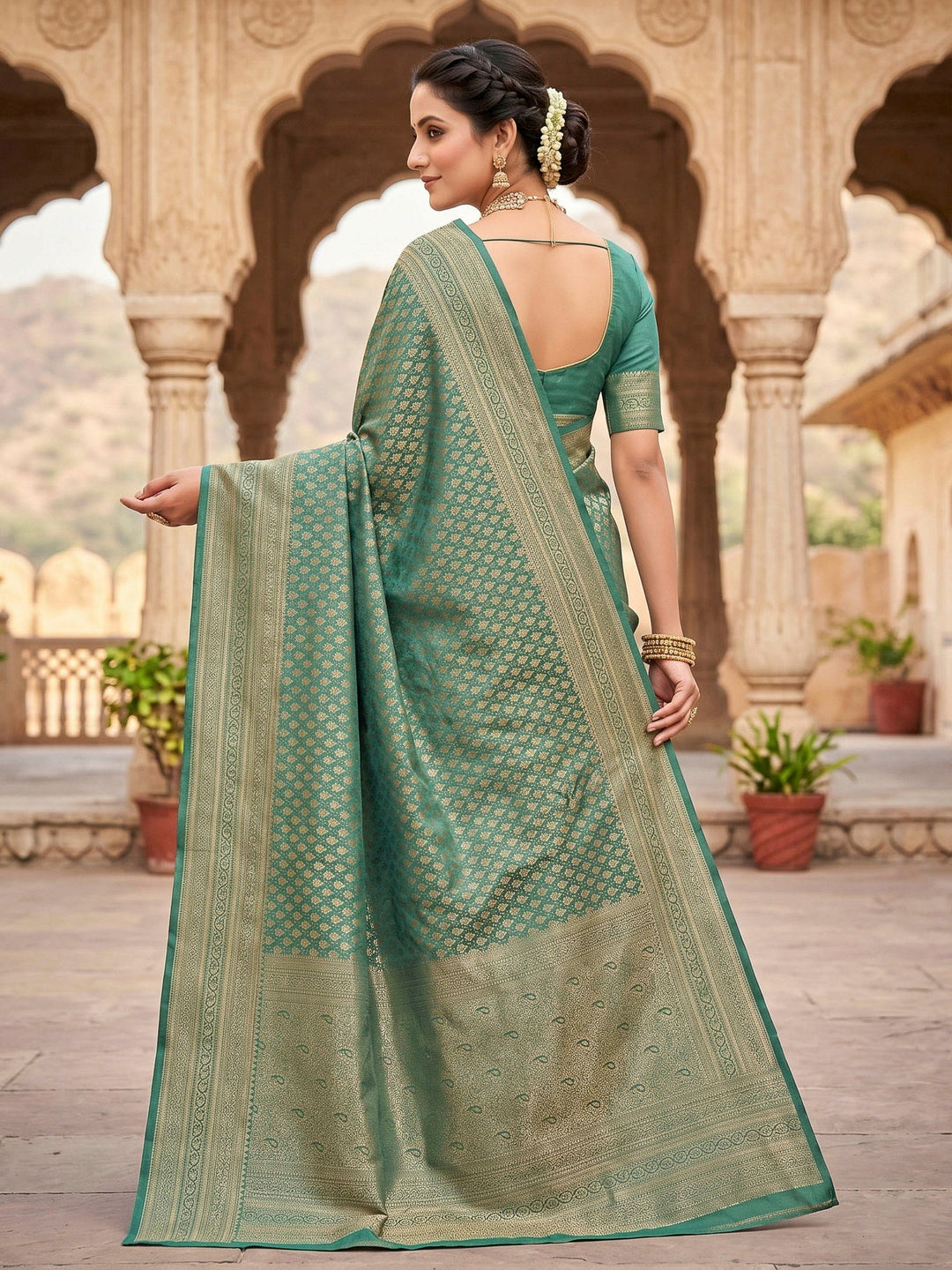 Light Green Woven Design Art Silk Kanjivaram Saree