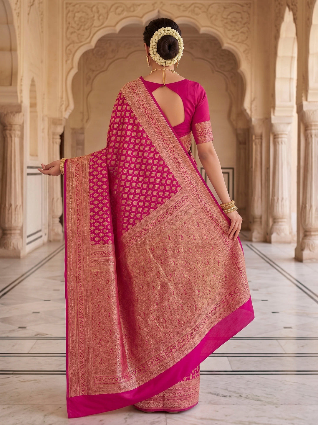 Pink Woven Design Art Silk Kanjivaram Saree
