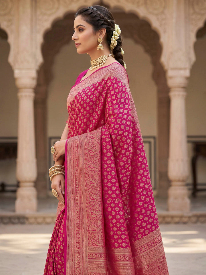 Pink Woven Design Art Silk Kanjivaram Saree