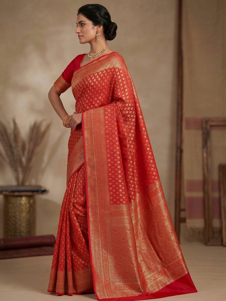 Red Woven Design Art Silk Kanjivaram Saree
