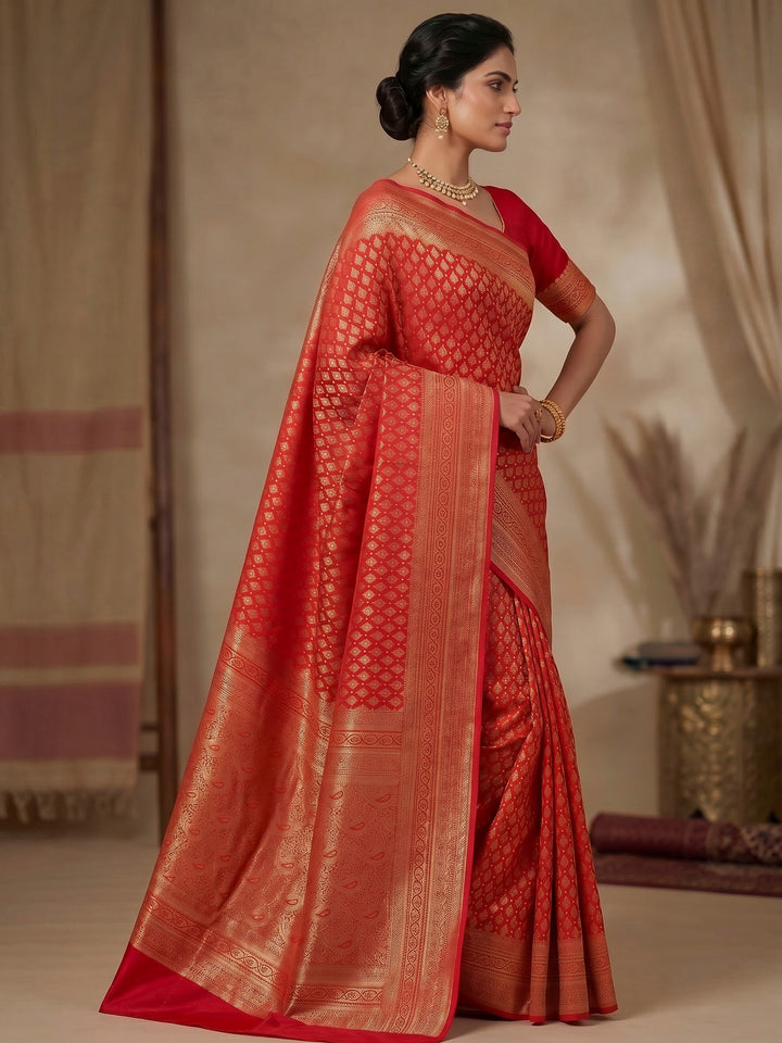 Red Woven Design Art Silk Kanjivaram Saree