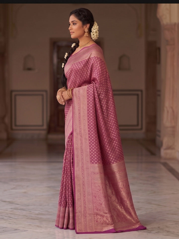 Maroon Woven Design Art Silk Kanjivaram Saree