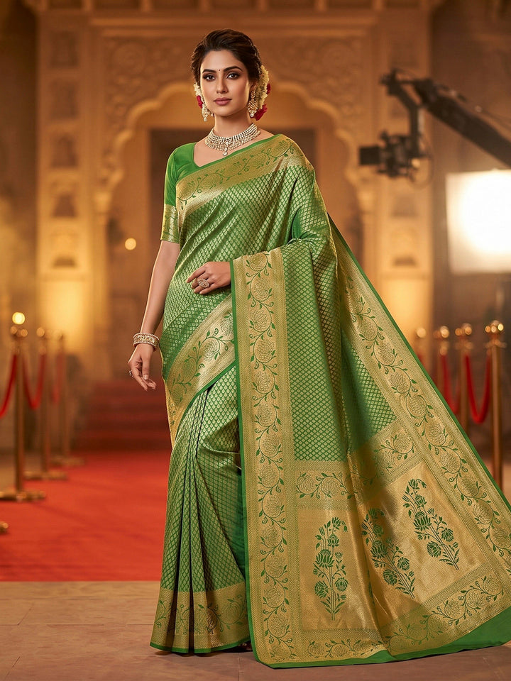 Pista Green Woven Design Art Silk Kanjivaram Saree
