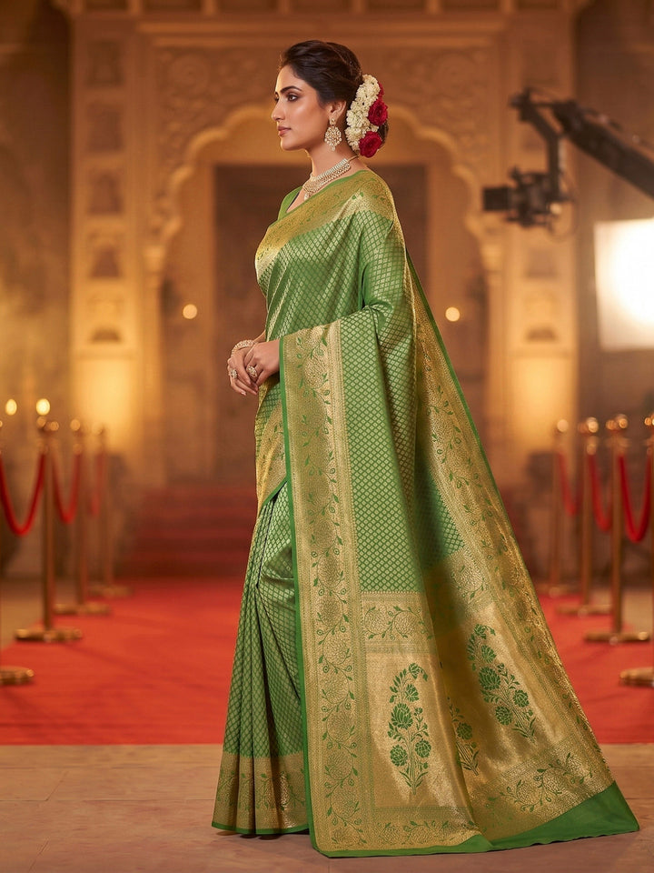 Pista Green Woven Design Art Silk Kanjivaram Saree