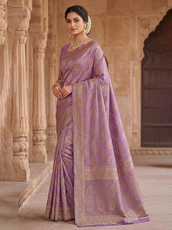 Lavender Woven Design Art Silk Kanjivaram Saree