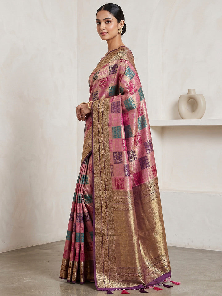Lavender Art Silk Woven Saree