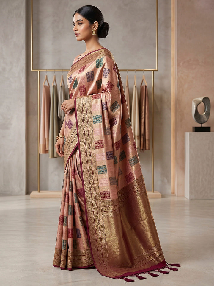 Pink Art Silk Woven Saree