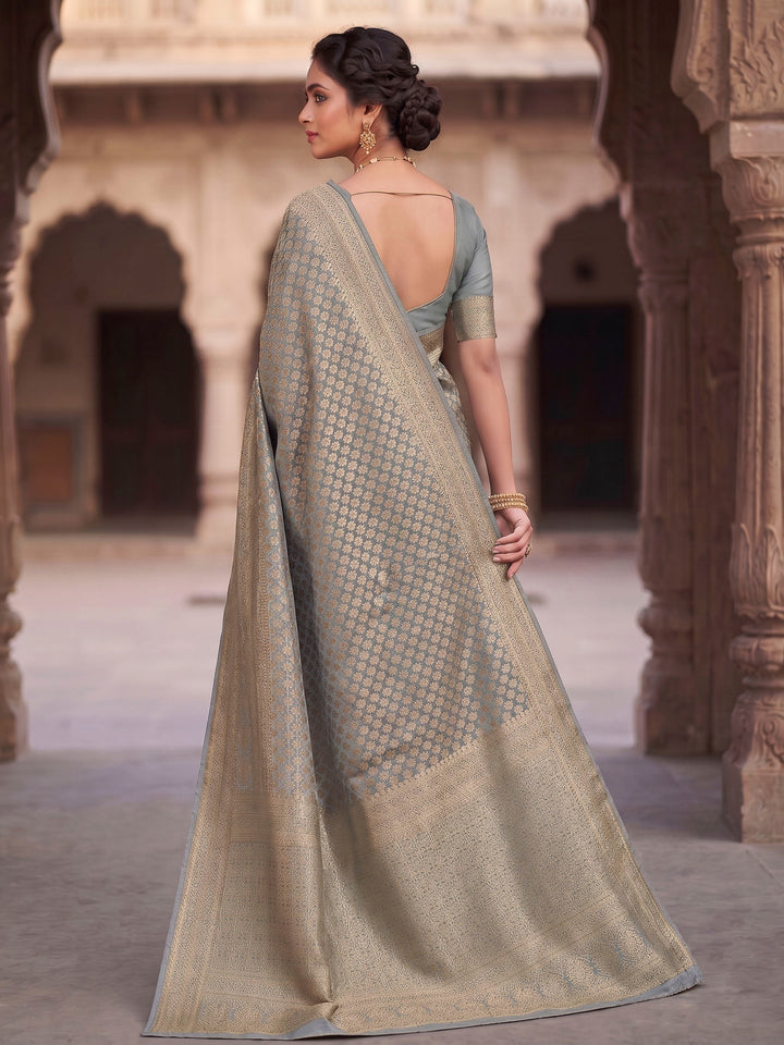 Grey Woven Design Art Silk Kanjivaram Saree