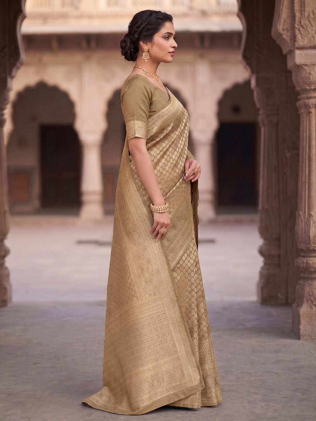 Off White Woven Design Art Silk Kanjivaram Saree
