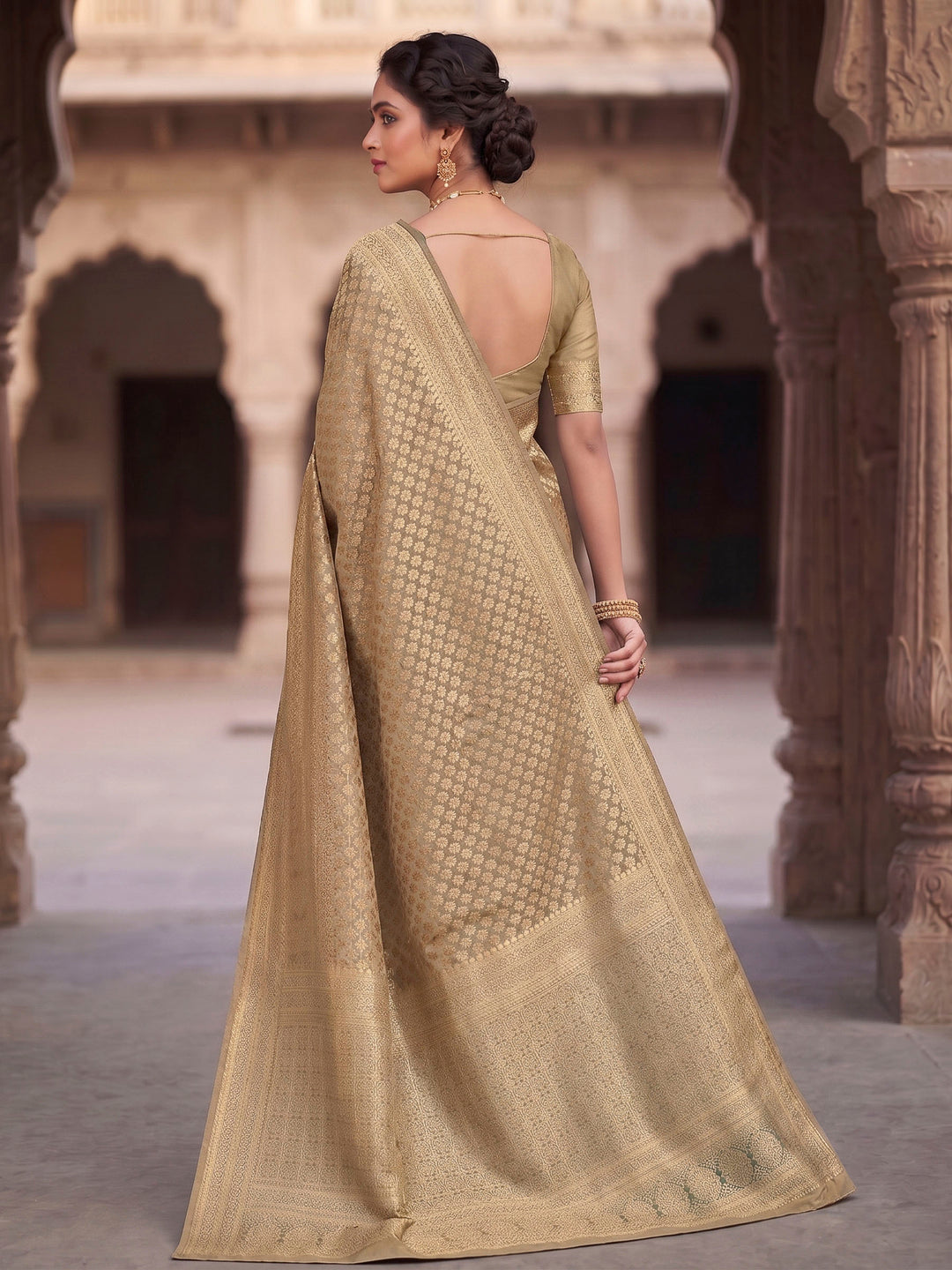 Off White Woven Design Art Silk Kanjivaram Saree