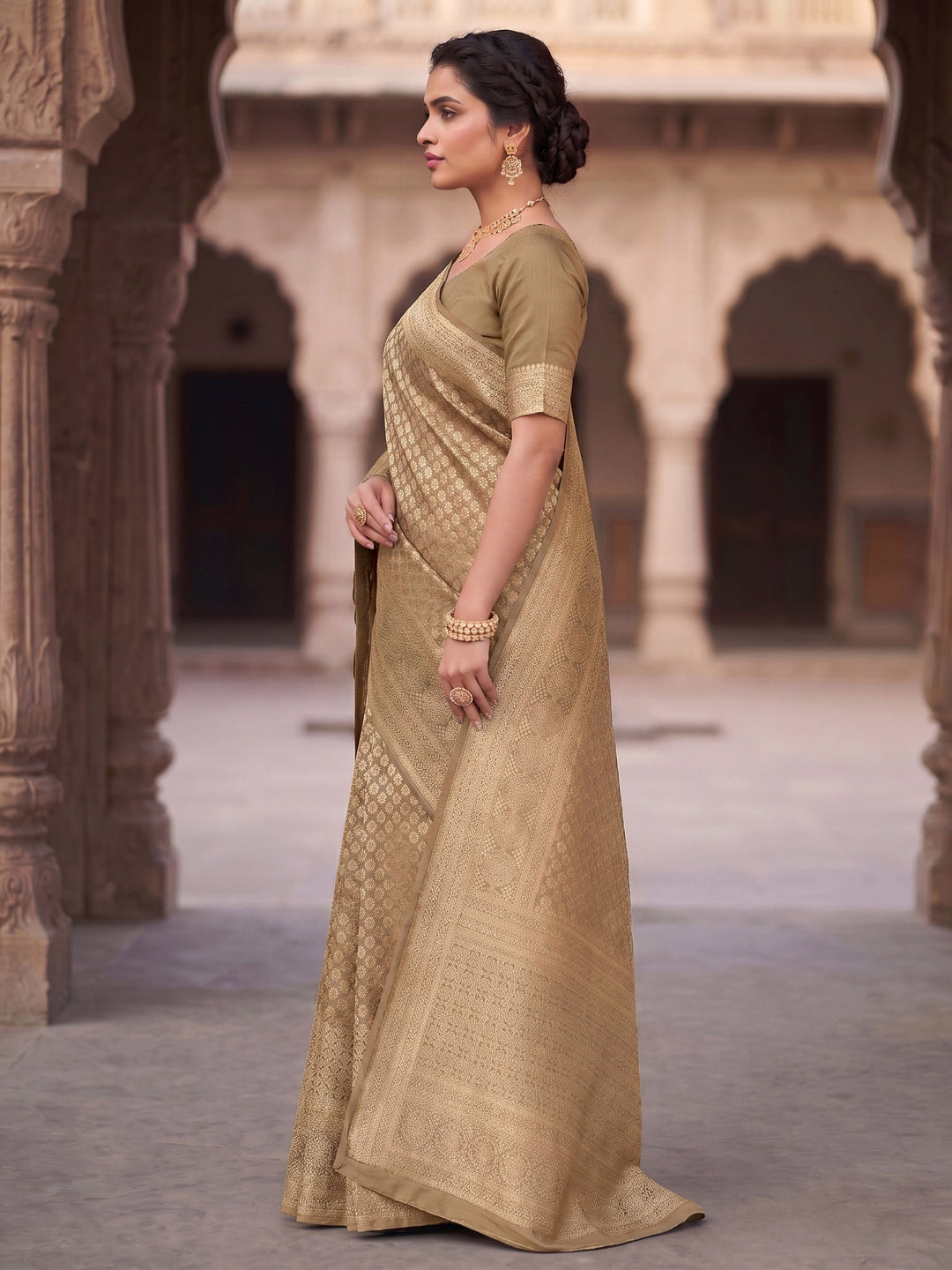 Off White Woven Design Art Silk Kanjivaram Saree