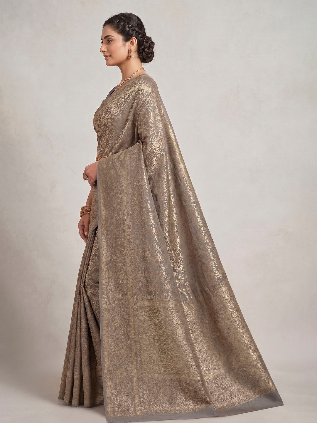 Grey Woven Design Art Silk Kanjivaram Saree