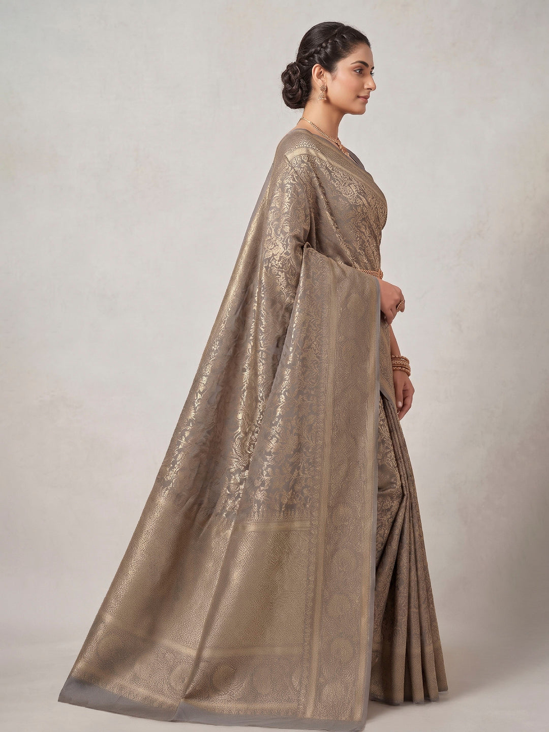 Grey Woven Design Art Silk Kanjivaram Saree