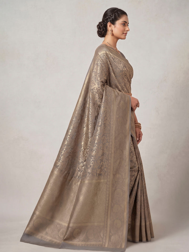 Grey Woven Design Art Silk Kanjivaram Saree
