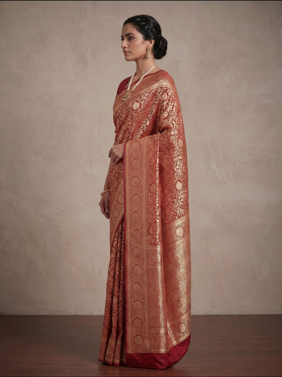 Maroon Woven Design Art Silk Kanjivaram Saree