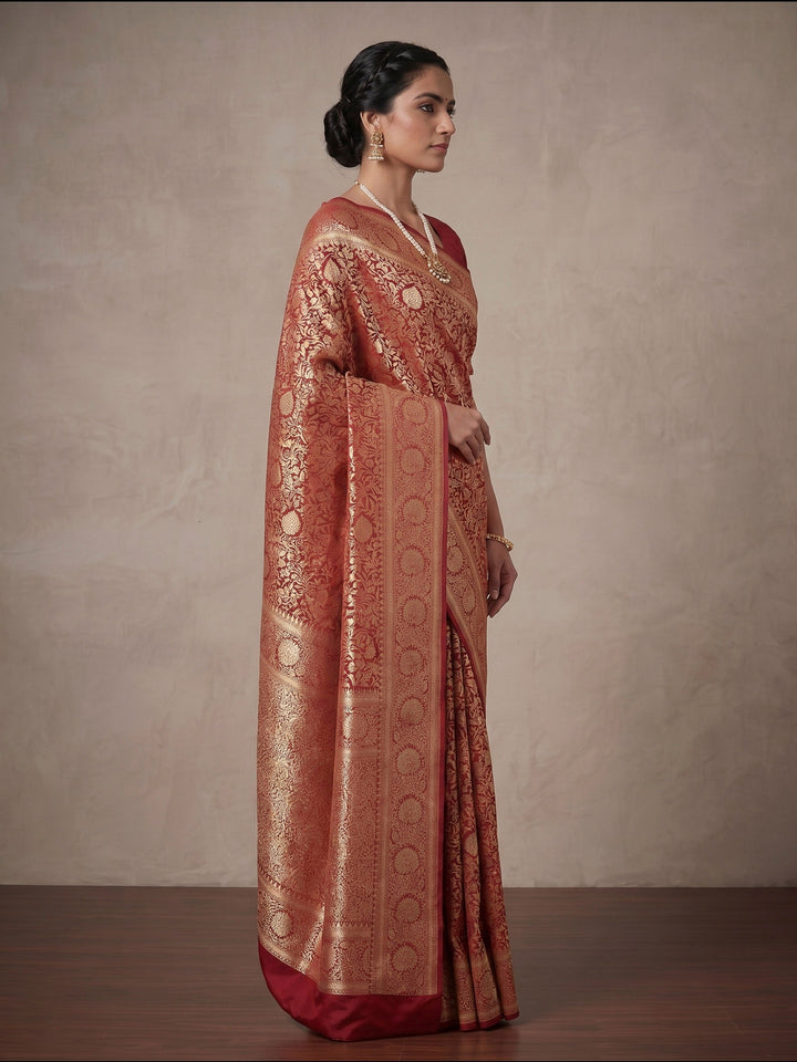 Maroon Woven Design Art Silk Kanjivaram Saree