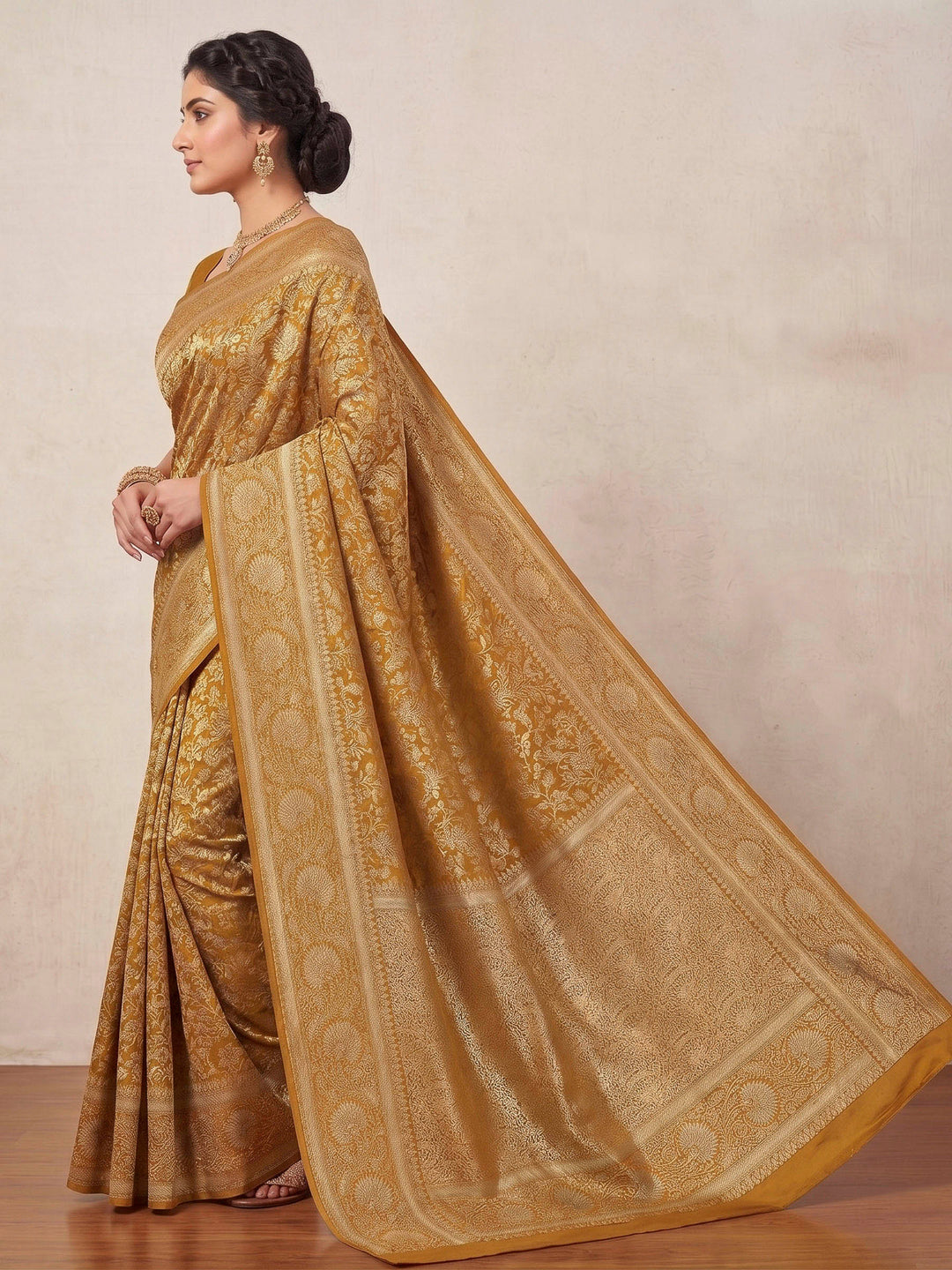 Yellow Woven Design Art Silk Kanjivaram Saree