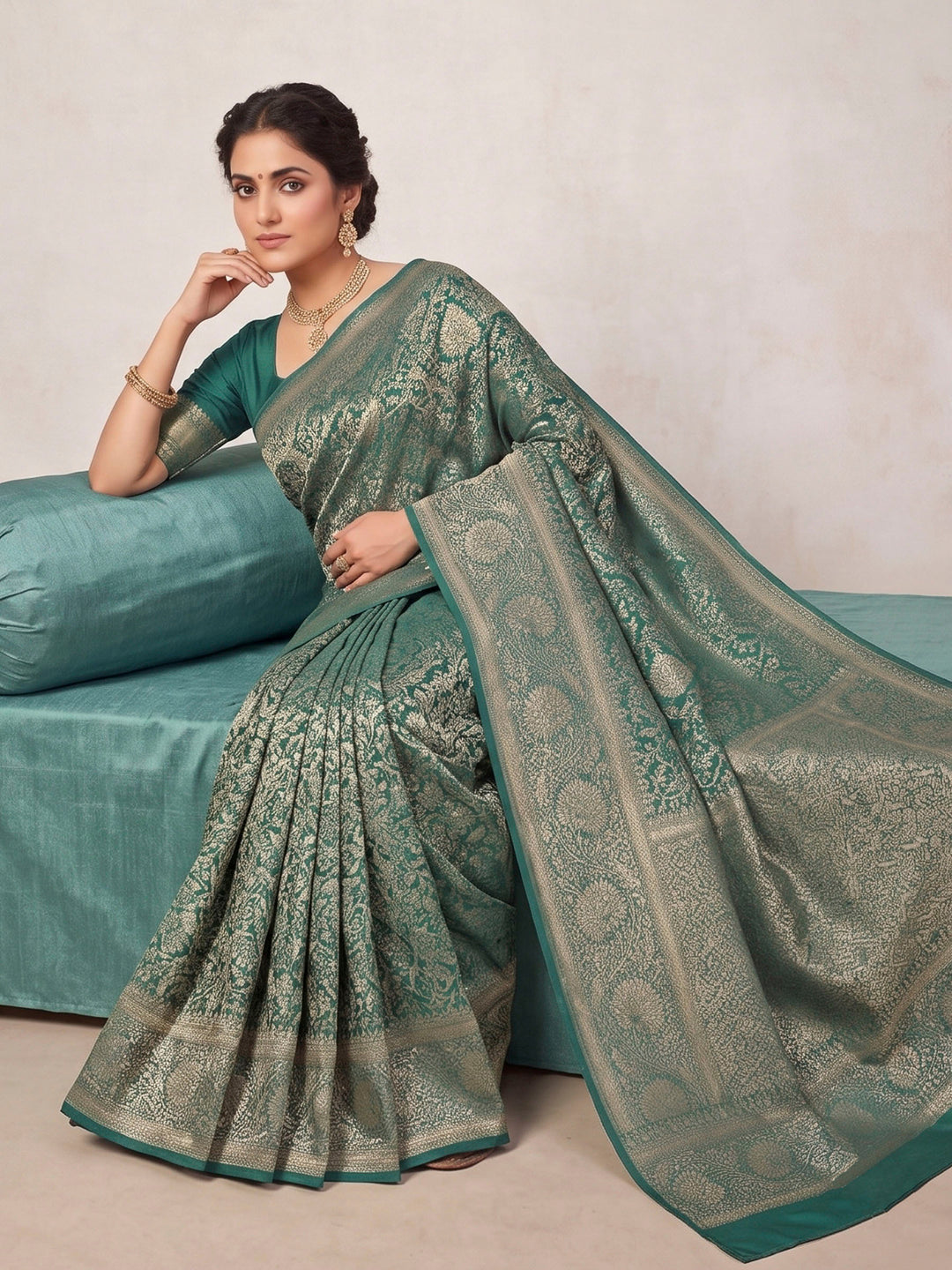 Light Green Woven Design Art Silk Kanjivaram Saree