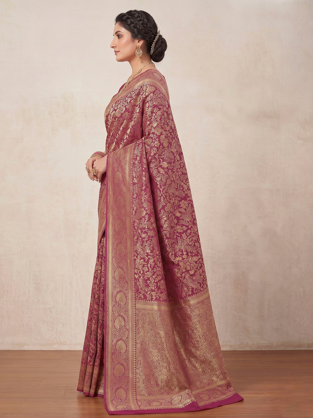 Pink Woven Design Art Silk Kanjivaram Saree