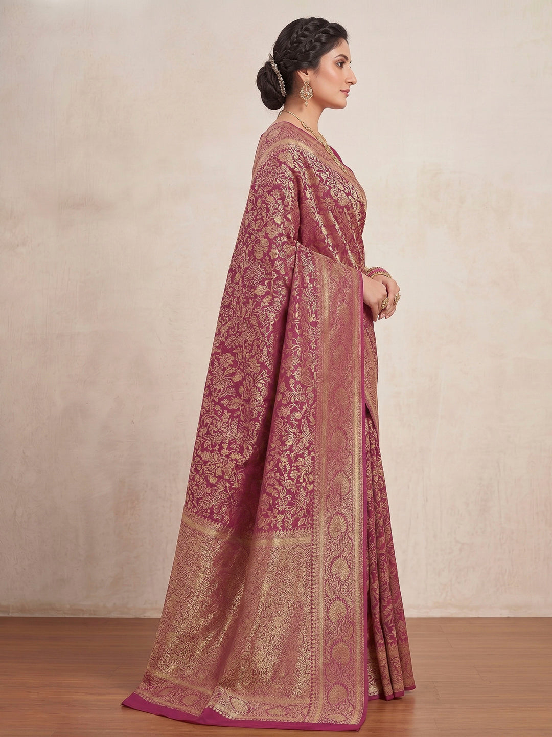 Pink Woven Design Art Silk Kanjivaram Saree